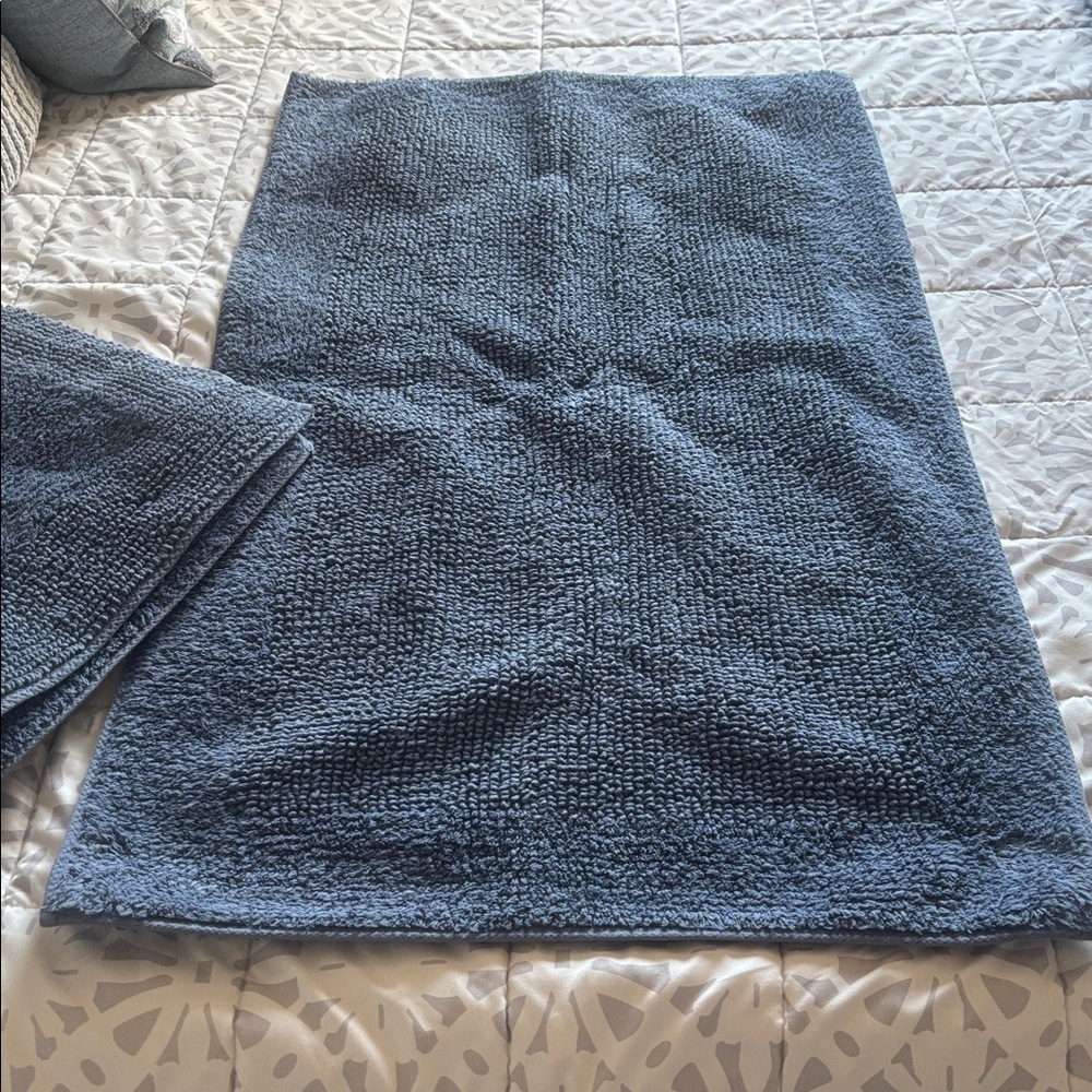2 Slate Blue Cotton Bath Rugs
